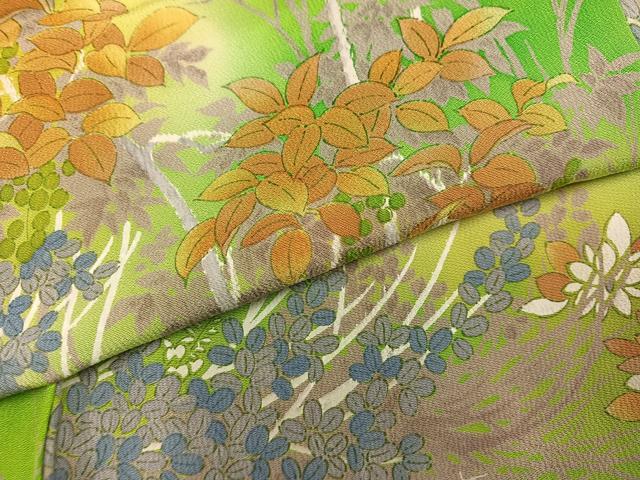 平和屋着物●上質な小紋　草花文　暈し染め　正絹　逸品　未使用　AABL0613ph
