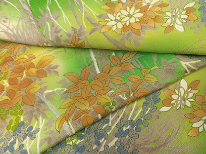 平和屋着物●上質な小紋　草花文　暈し染め　正絹　逸品　未使用　AABL0613ph