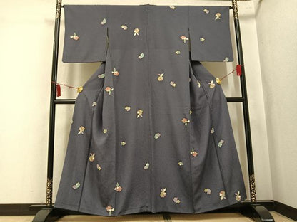 平和屋着物●上質な小紋　舞花文　金彩　正絹　逸品　AABL0614ph