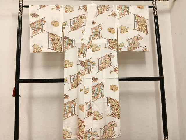 平和屋着物●長襦袢　無双仕立て　誰が袖扇面冊子花文　正絹　逸品　AABL0616ph