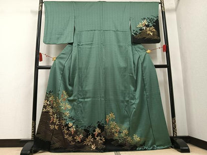平和屋着物●訪問着　南天立波文　金彩　正絹　逸品　未使用　AABL0619ph