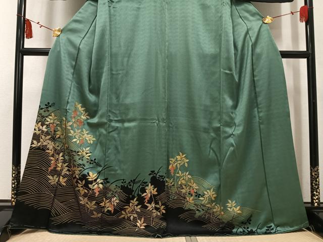 平和屋着物●訪問着　南天立波文　金彩　正絹　逸品　未使用　AABL0619ph