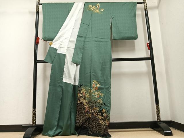 平和屋着物●訪問着　南天立波文　金彩　正絹　逸品　未使用　AABL0619ph