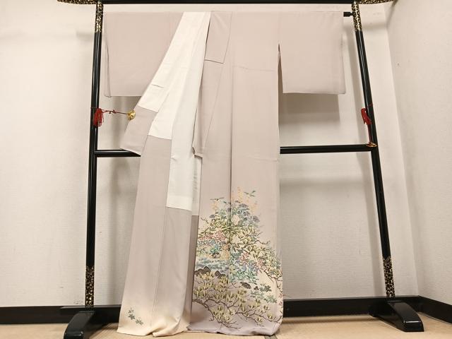 平和屋着物●本加賀友禅作家　魚津誠　色留袖　花鳥文　証紙付き　正絹　逸品　AABL0620ph