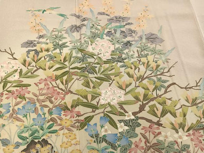 平和屋着物●本加賀友禅作家　魚津誠　色留袖　花鳥文　証紙付き　正絹　逸品　AABL0620ph