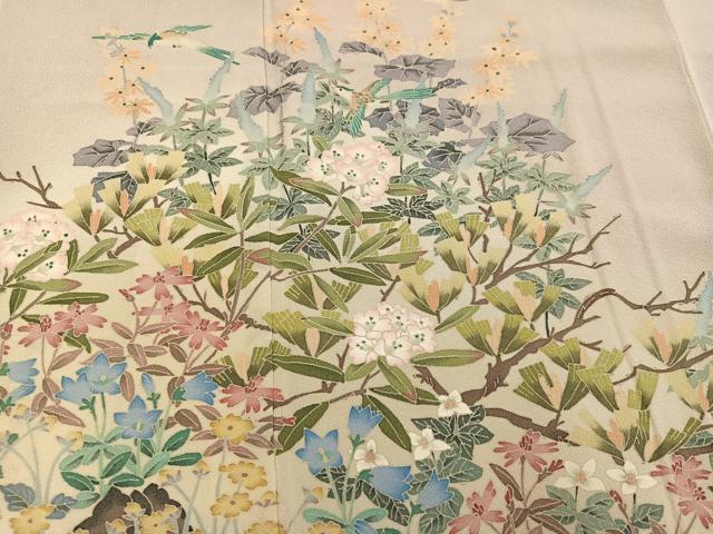 平和屋着物●本加賀友禅作家　魚津誠　色留袖　花鳥文　証紙付き　正絹　逸品　AABL0620ph