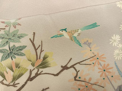 平和屋着物●本加賀友禅作家　魚津誠　色留袖　花鳥文　証紙付き　正絹　逸品　AABL0620ph