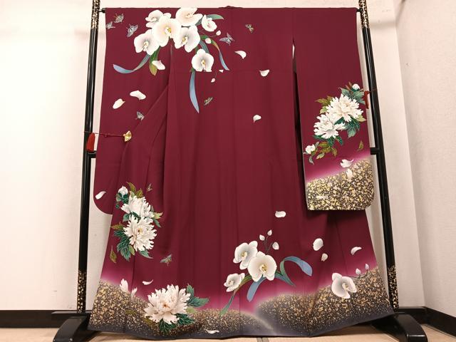 平和屋着物●豪華振袖　花蝶文　暈し染め　金彩　正絹　逸品　AABL0622ph