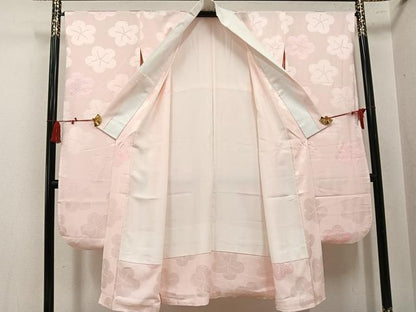 平和屋着物●振袖用長襦袢　袷　絞り　梅　正絹　逸品　AABL0624ph