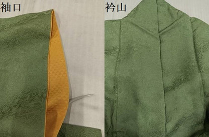 平和屋着物●豪華振袖　草花地紋　色無地　柳茶色　さが美扱い　正絹　逸品　AABL0627ph