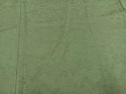 平和屋着物●豪華振袖　草花地紋　色無地　柳茶色　さが美扱い　正絹　逸品　AABL0627ph