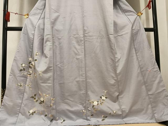 平和屋着物●白山紬　訪問着　友禅　作家物　枝花文　ロング丈　正絹　逸品　AABL0628ph