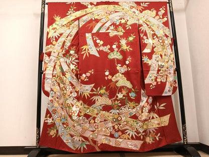 平和屋着物●創業460年・千總　振袖　駒刺繍　吉祥花宝尽くし　金彩　正絹　逸品　AABL0632ph