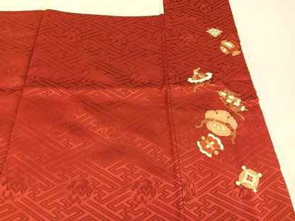 平和屋着物●創業460年・千總　振袖　駒刺繍　吉祥花宝尽くし　金彩　正絹　逸品　AABL0632ph