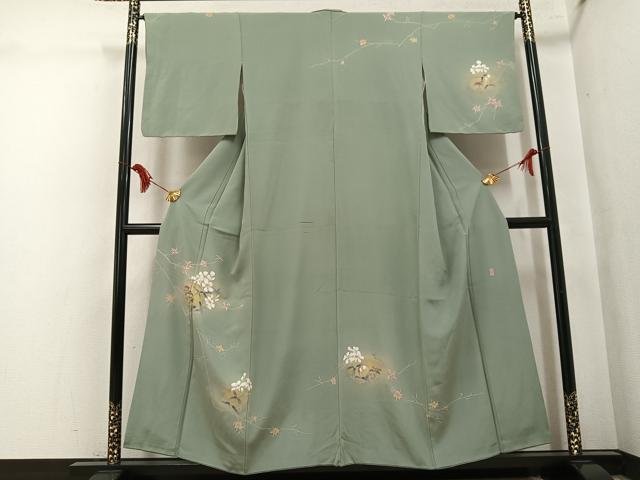 平和屋着物●訪問着　作家物　枝花文　暈し染め　金彩　正絹　逸品　AABL0633ph