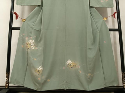 平和屋着物●訪問着　作家物　枝花文　暈し染め　金彩　正絹　逸品　AABL0633ph