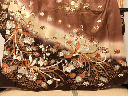 平和屋着物●豪華振袖　鳳凰花文　暈し染め　金彩　正絹　逸品　AABL0635ph