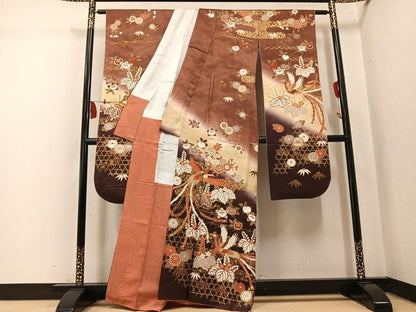 平和屋着物●豪華振袖　鳳凰花文　暈し染め　金彩　正絹　逸品　AABL0635ph