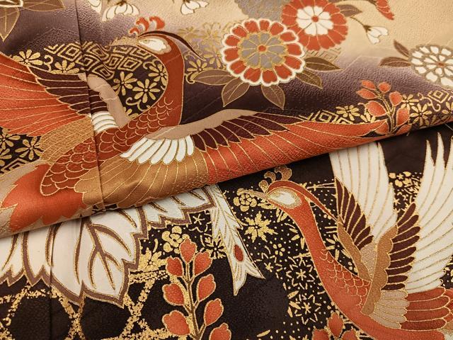 平和屋着物●豪華振袖　鳳凰花文　暈し染め　金彩　正絹　逸品　AABL0635ph