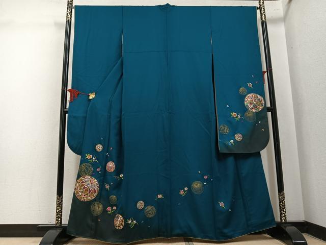 平和屋着物●豪華振袖　総刺繍　駒刺繍　花毬文　暈し染め　金糸　正絹　逸品　AABL0636ph