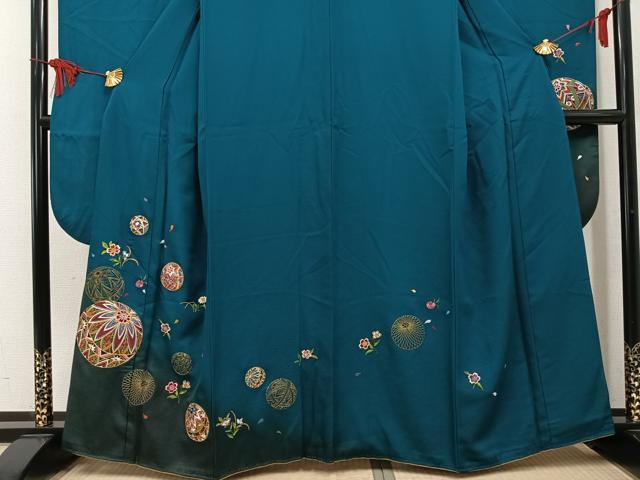 平和屋着物●豪華振袖　総刺繍　駒刺繍　花毬文　暈し染め　金糸　正絹　逸品　AABL0636ph