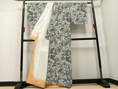 平和屋着物●上質な小紋　草花文　正絹　逸品　未使用　AABL0640ph