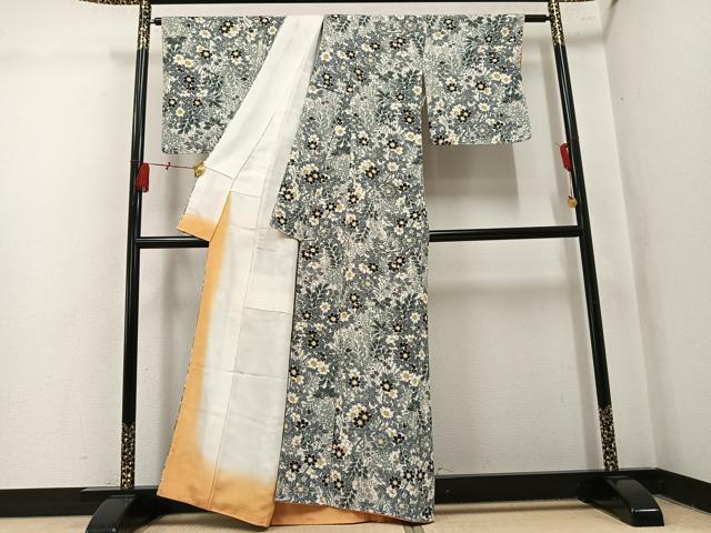 平和屋着物●上質な小紋　草花文　正絹　逸品　未使用　AABL0640ph