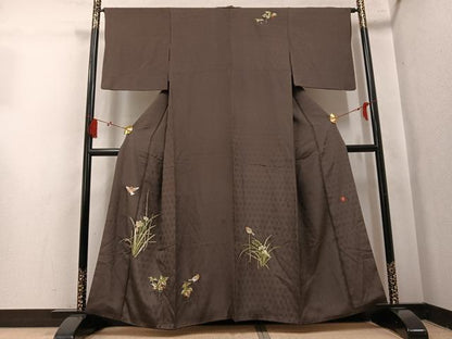平和屋着物●ファッションデザイナー 花井幸子　訪問着　総刺繍　花鳥文　正絹　逸品　AABL0641ph