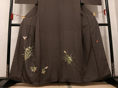平和屋着物●ファッションデザイナー 花井幸子　訪問着　総刺繍　花鳥文　正絹　逸品　AABL0641ph