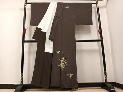平和屋着物●ファッションデザイナー 花井幸子　訪問着　総刺繍　花鳥文　正絹　逸品　AABL0641ph