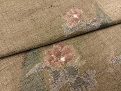 平和屋着物●小千谷紬　草花文　正絹　逸品　AABL0642ph