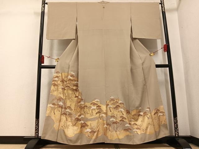 平和屋着物●豪華色留袖　駒刺繍　浜松文　金彩　正絹　逸品　AABL0643ph