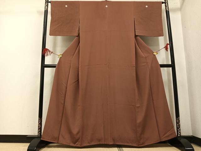 平和屋着物●上質な色無地　団十郎茶色　正絹　逸品　AABL0644ph
