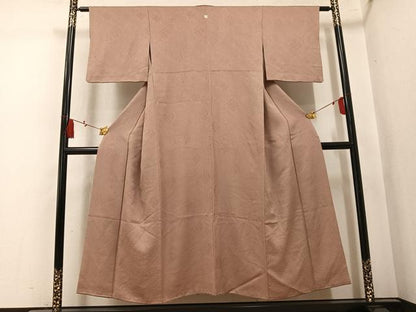 平和屋着物●上質な色無地　七宝花地紋　赤白橡色　伊勢丹扱い　正絹　逸品　AABL0646ph