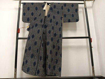 平和屋着物●久留米絣　単衣　抽象文　綿　逸品　AABL0647ph