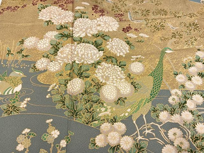 平和屋着物●豪華色留袖　作家物　花鳥文　金彩　正絹　逸品　AABL0649ph