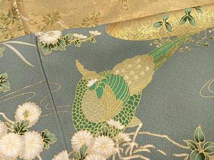 平和屋着物●豪華色留袖　作家物　花鳥文　金彩　正絹　逸品　AABL0649ph