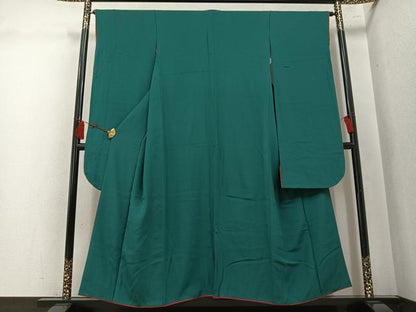 平和屋着物●豪華振袖　色無地　虫襖色　正絹　逸品　AABL0650ph