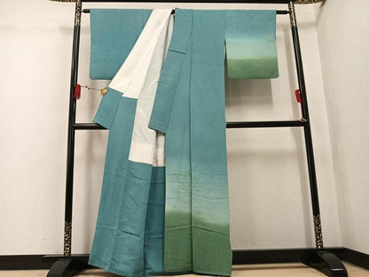 平和屋着物●訪問着　江戸小紋　鮫小紋柄　暈し染め　鬼しぼ縮緬　正絹　逸品　AABL0651ph