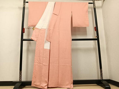 平和屋着物●上質な色無地　作家物　草花地紋　赤香色　正絹　逸品　未使用　AABL0652ph
