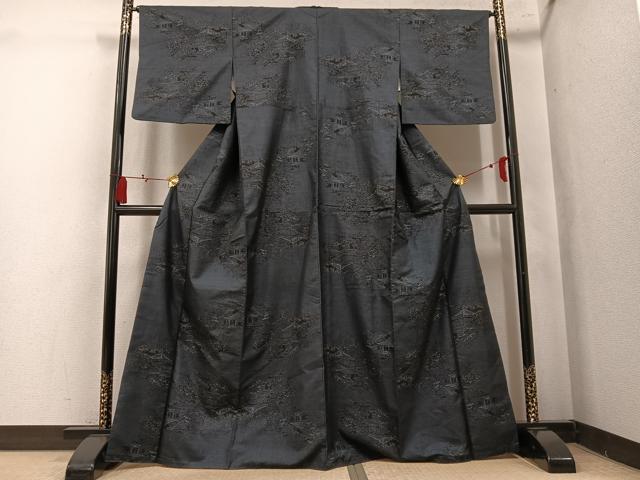 平和屋着物●本場大島紬　9マルキ　風景文　正絹　逸品　AABL0656ph