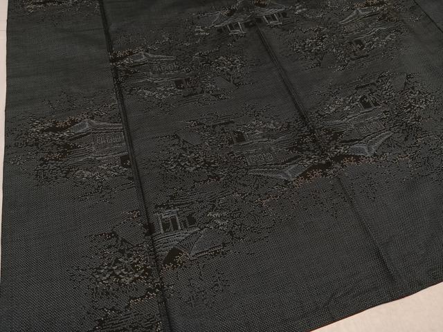 平和屋着物●本場大島紬　9マルキ　風景文　正絹　逸品　AABL0656ph