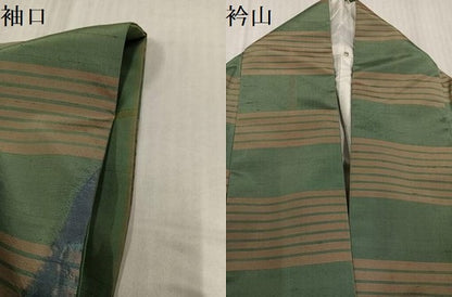 平和屋着物●訪問着　紬地　雲絞り　横段文　正絹　逸品　AABL0657ph