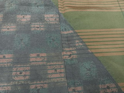 平和屋着物●訪問着　紬地　雲絞り　横段文　正絹　逸品　AABL0657ph
