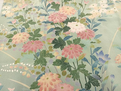 平和屋着物●訪問着　友禅　作家物　草花文　暈し染め　正絹　逸品　AABL0658ph