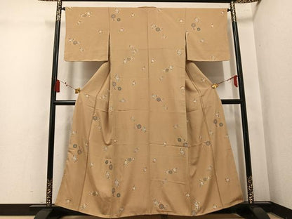 平和屋着物●上質な小紋　花唐草文　金彩　正絹　逸品　AABL0659ph