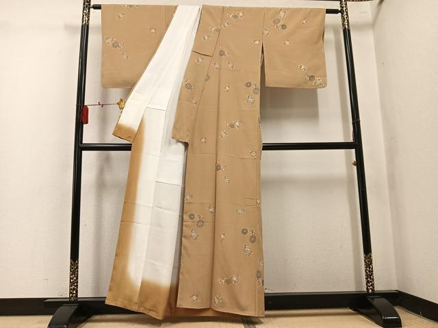 平和屋着物●上質な小紋　花唐草文　金彩　正絹　逸品　AABL0659ph