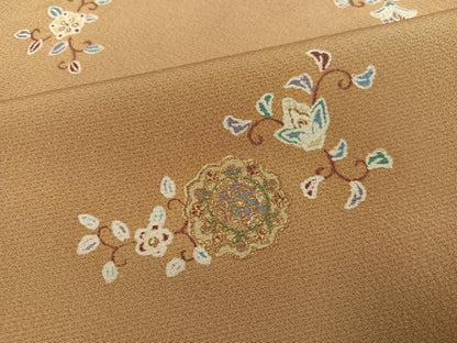 平和屋着物●上質な小紋　花唐草文　金彩　正絹　逸品　AABL0659ph