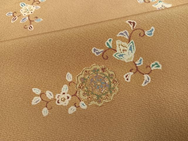 平和屋着物●上質な小紋　花唐草文　金彩　正絹　逸品　AABL0659ph