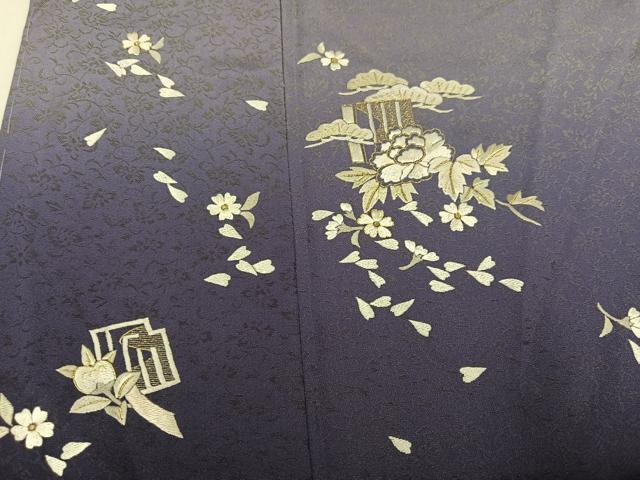 平和屋着物●訪問着　総刺繍　草花文　暈し染め　金糸　正絹　逸品　未使用　AABL0661ph